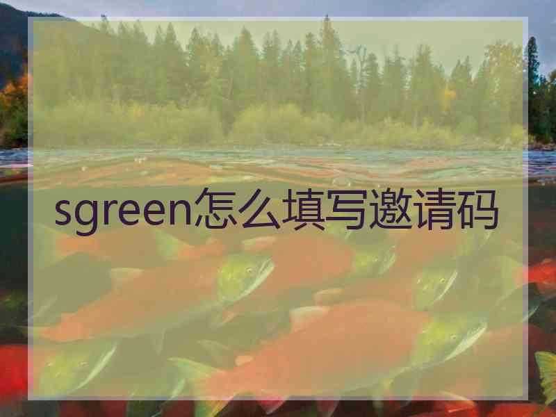 sgreen怎么填写邀请码